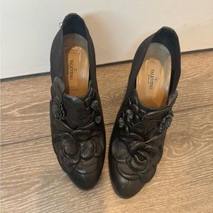 Valentino Shoes | Beautiful Valentino 3D Floral Heeled Booties  | Black Size: 36